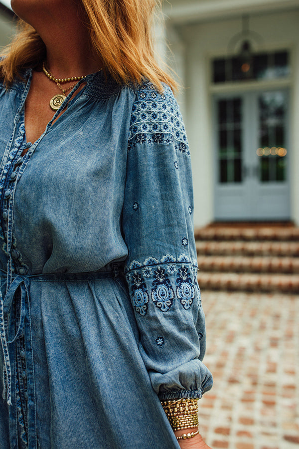 Casual Embroidered Maxi Dress