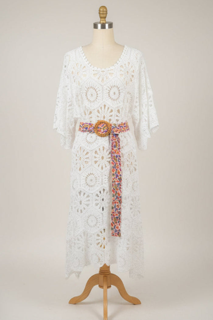 White Crochet Openwork Dress