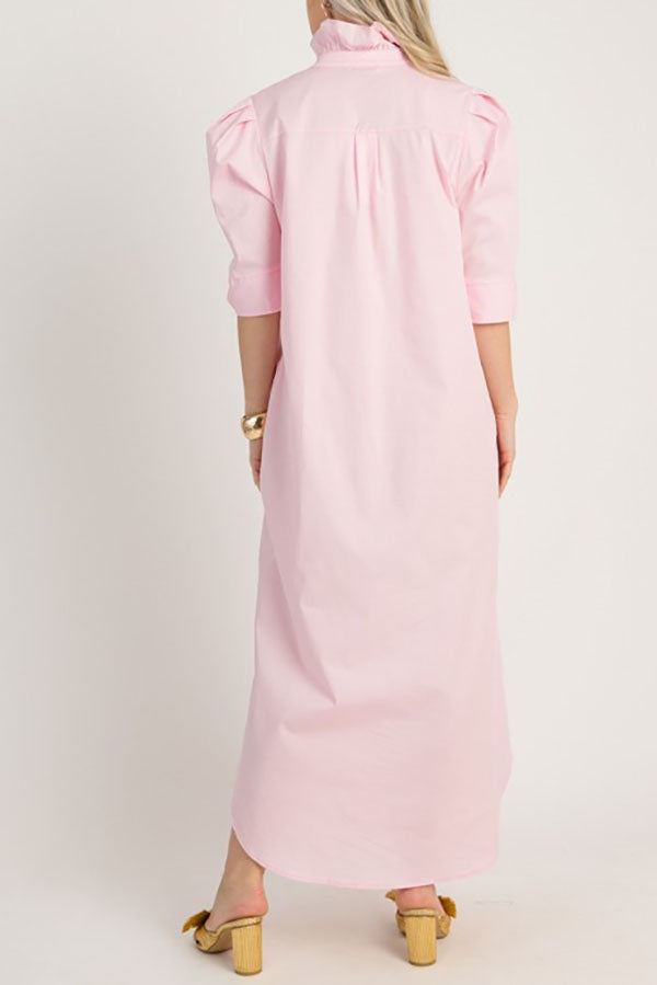 Solid Color Ruffles Collar Dress