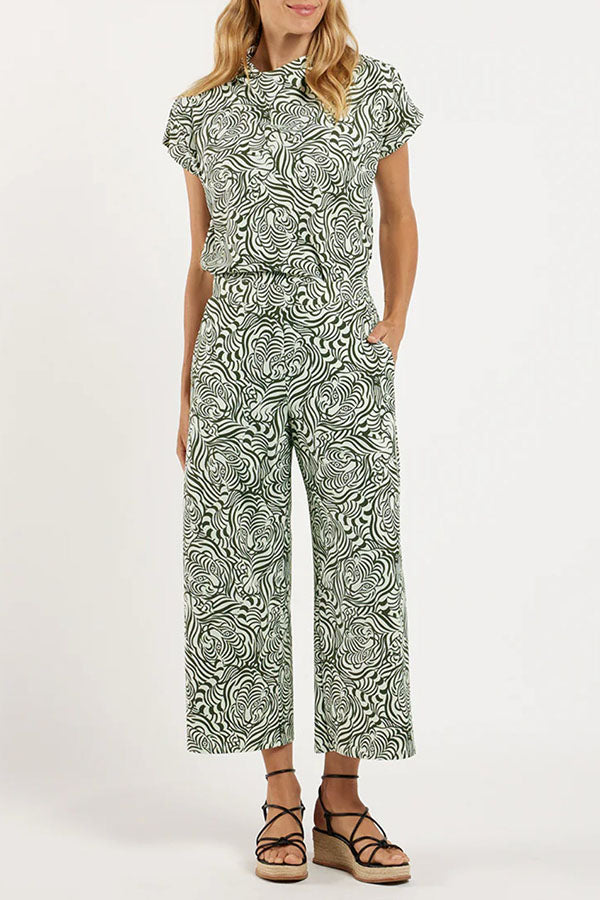 Casual High Neck Pocket Set