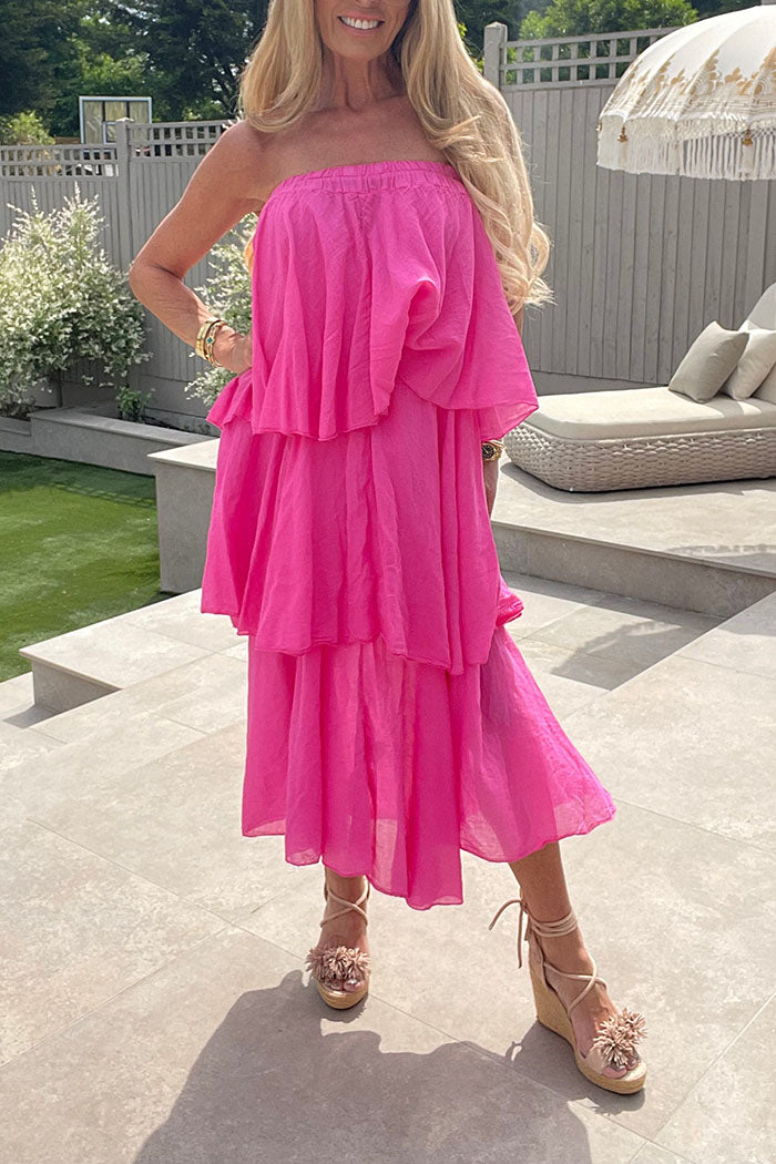 Solid Elastic Waist Maxi Skirt