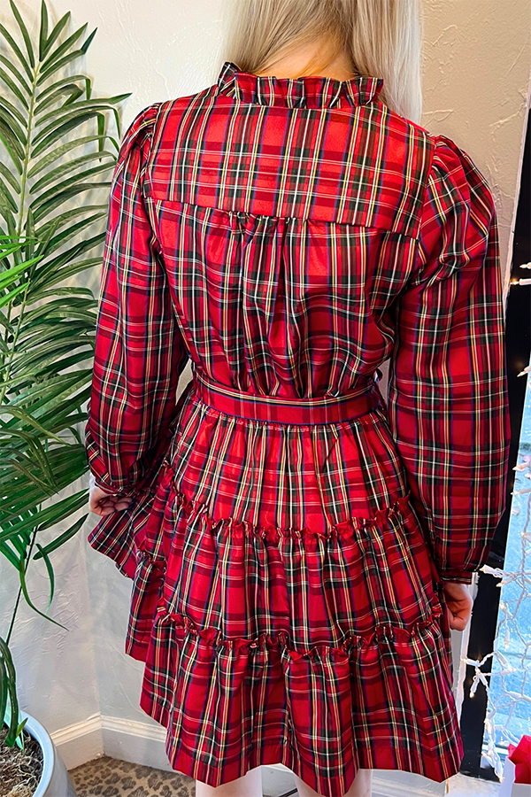 Holiday Plaid Long Sleeve Dress