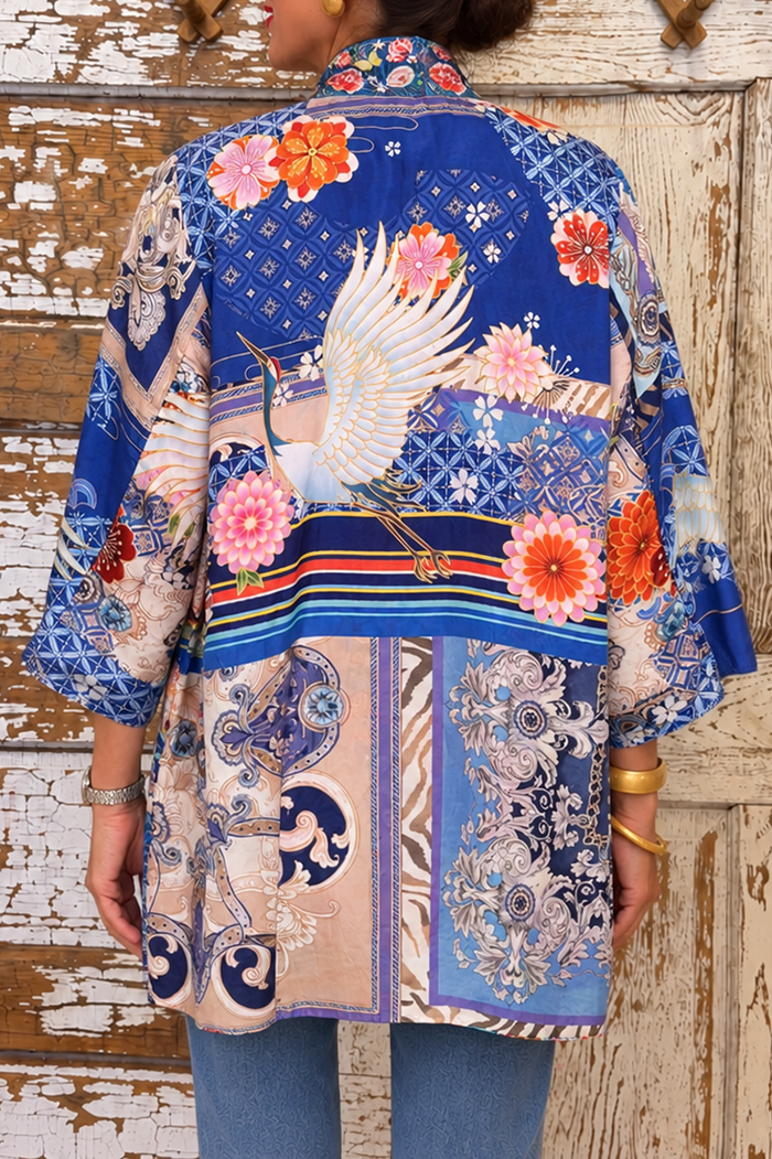 Reversible Floral Bird Kimono