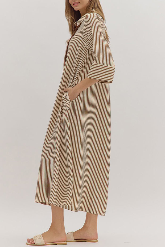 Casual Vertical Striped Dress