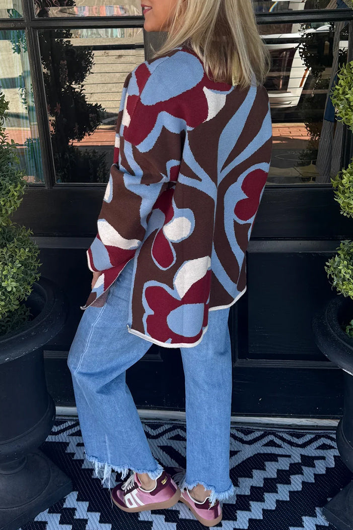 Floral Knit Long Sleeve Sweater