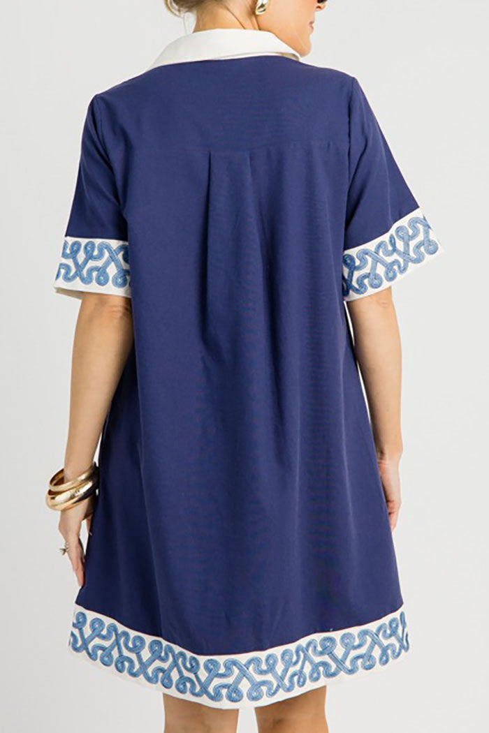 Casual Pocket Navy Dress