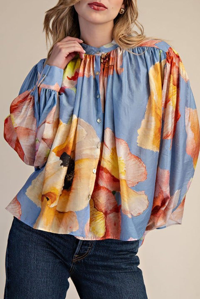 Neck Band Long Sleeve Voluminous Top