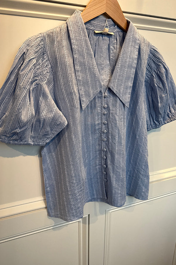 Casual Blue Pin Stripe Top