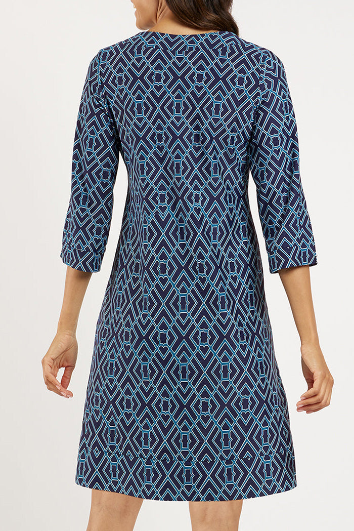 3/4 Sleeve Navy Shift Dress
