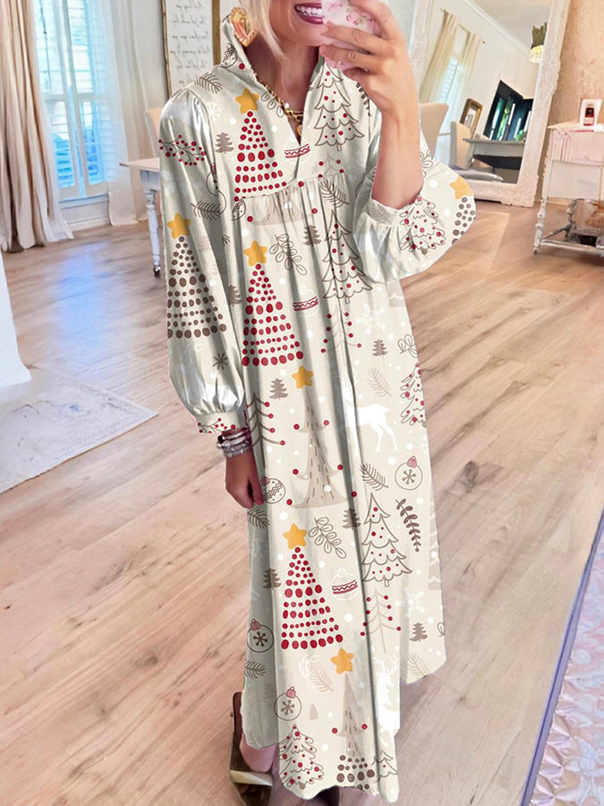 Christmas tree Pattern Maxi Dress