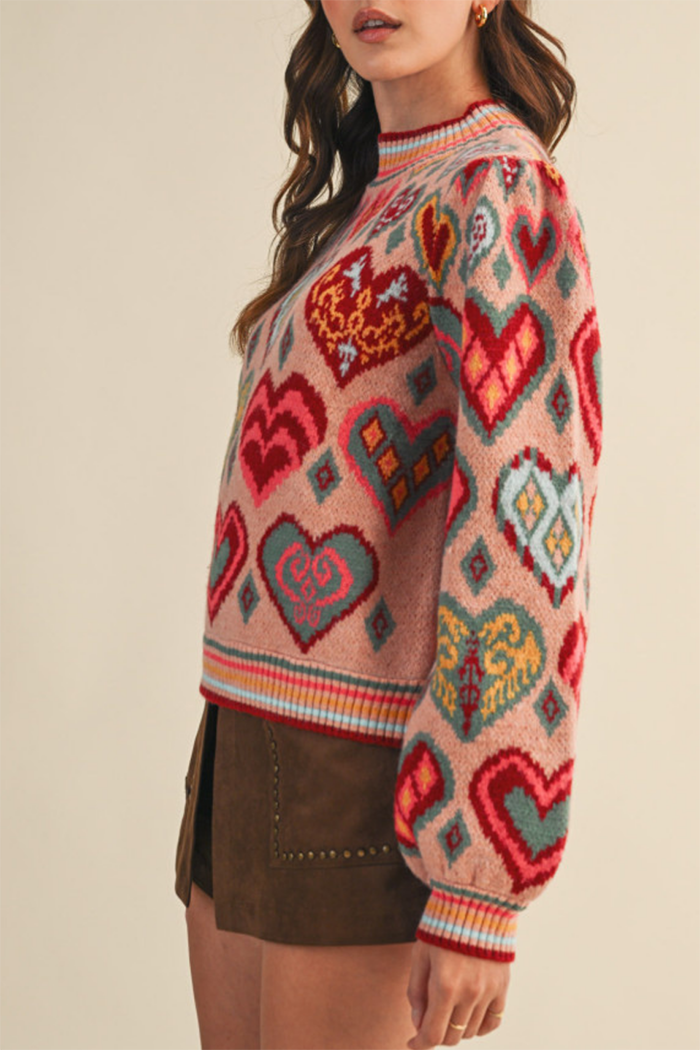 Heart Print Colors Sweater