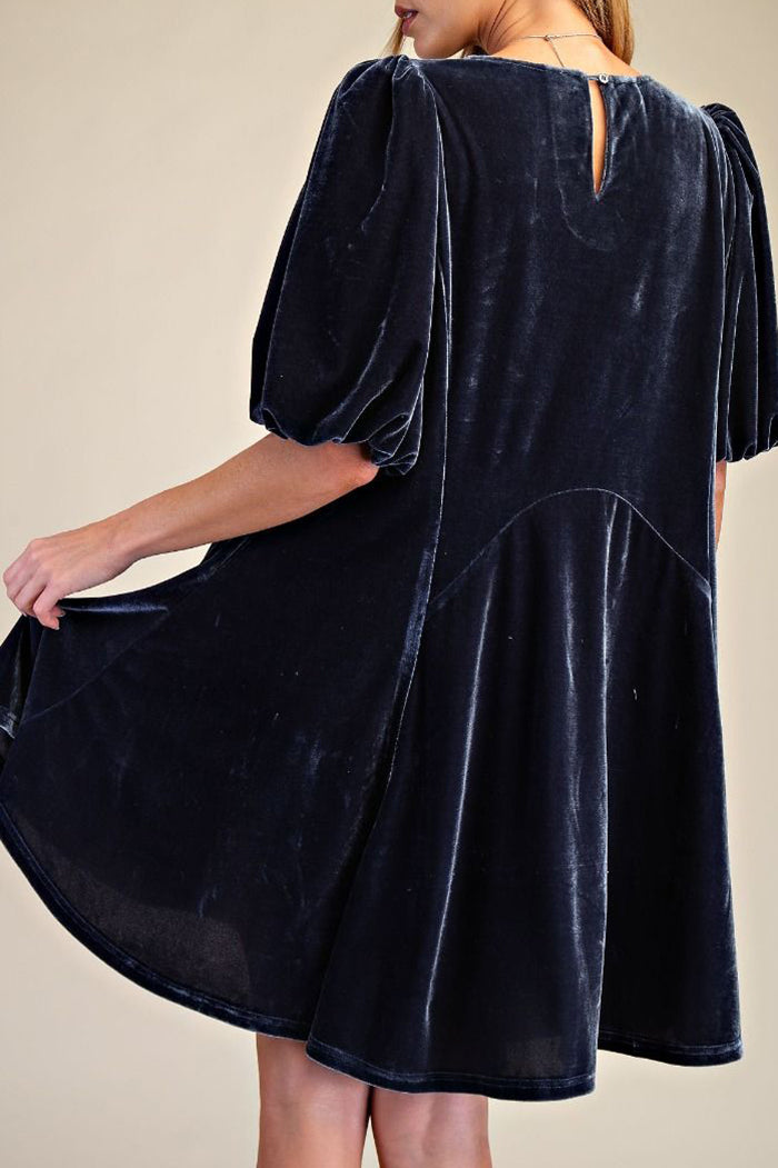 Puff Sleeve Velvet Dress