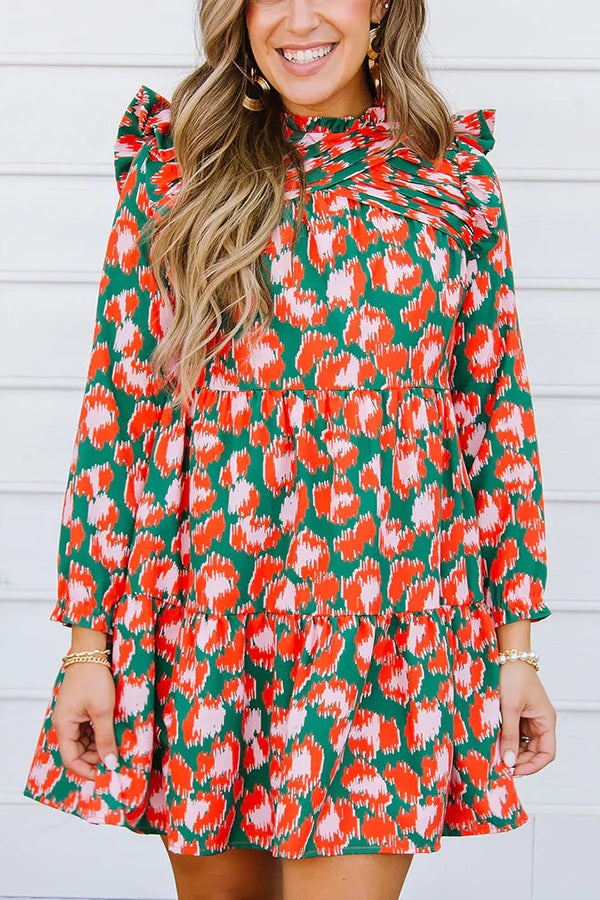 Floral Print Frilly Dress