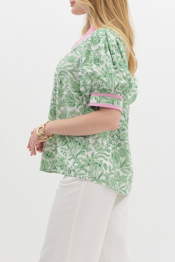 Floral Print Cropped Puff Sleeve Top