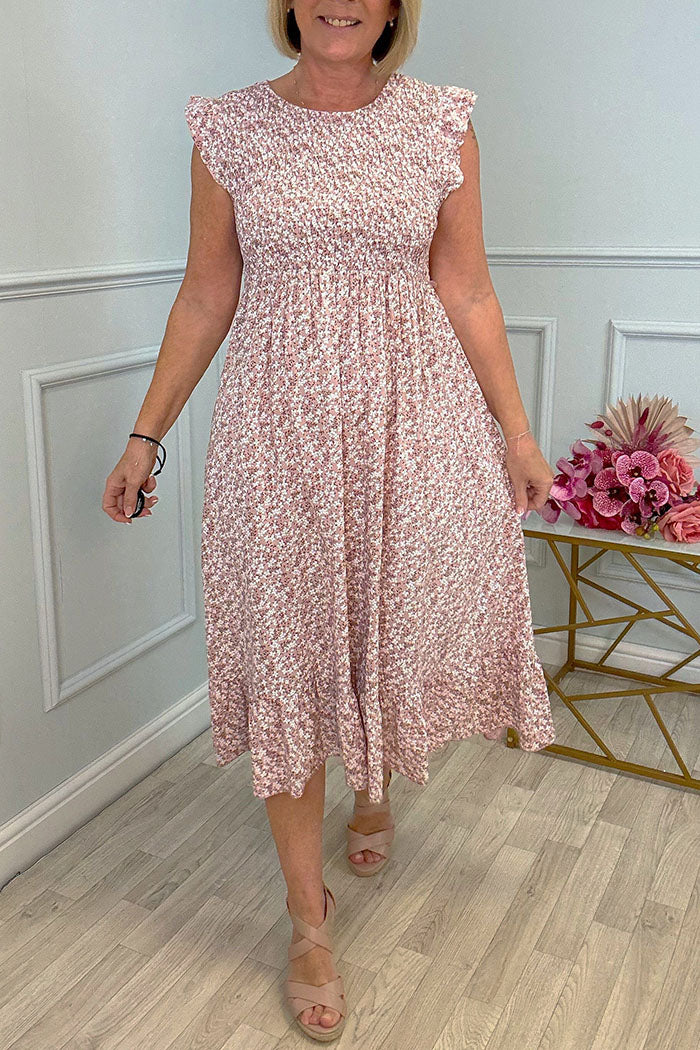 Floral Ruffle Sleeve Dress