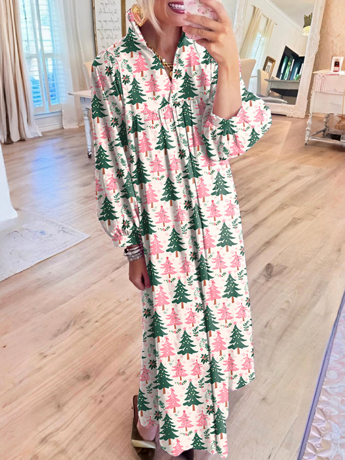Christmas tree Pattern Maxi Dress