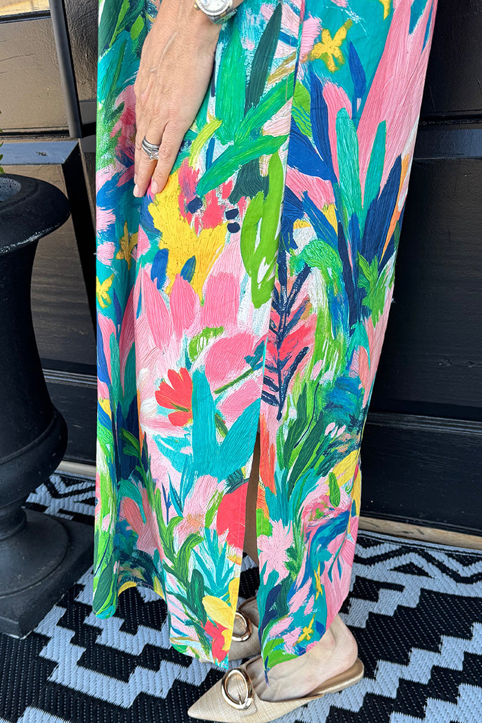 Colorful Print Pocketed Maxi Dress