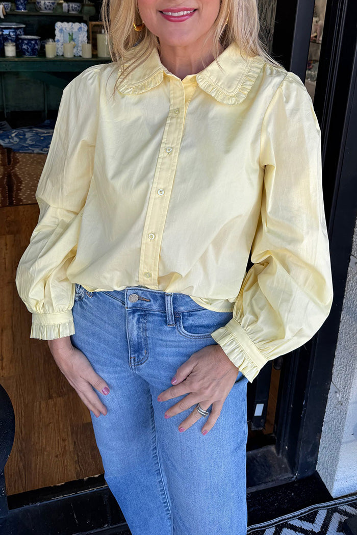 Ruffle Collar Puff Sleeve Top