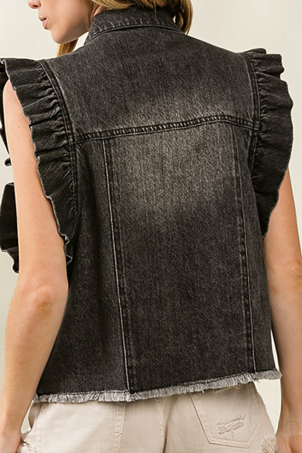 Single Breasted Denim Vest