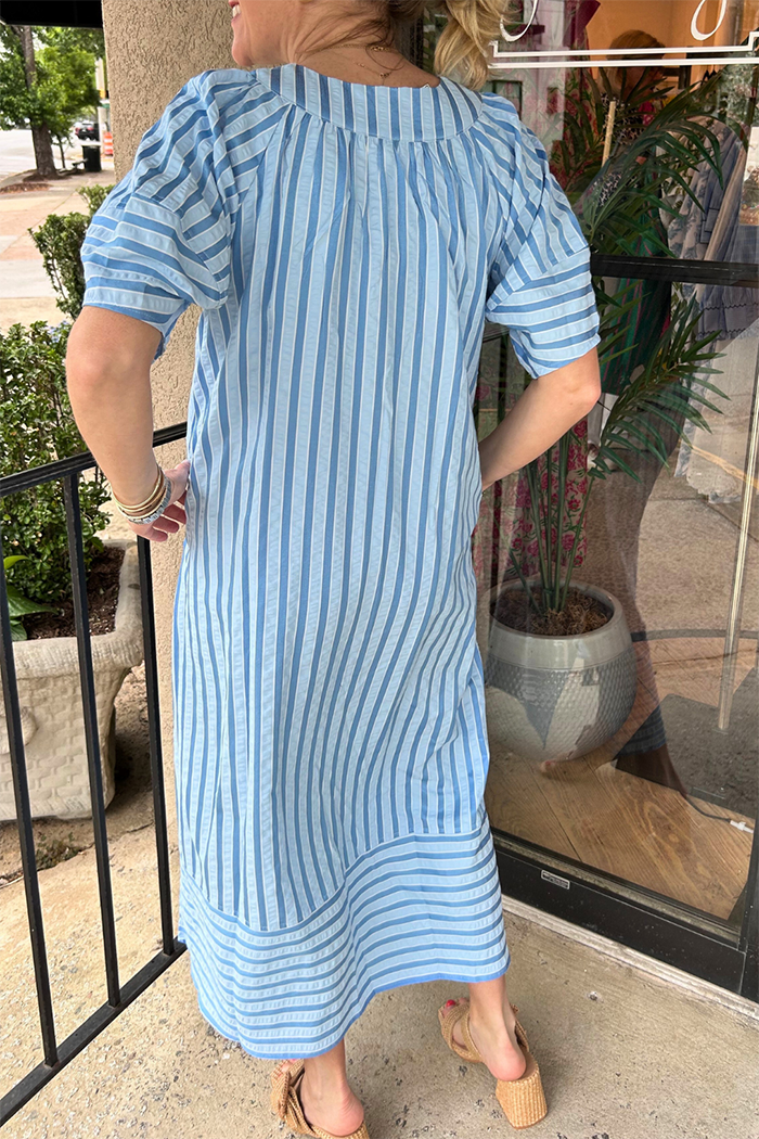 V-neck Pocket Side Slits Dress