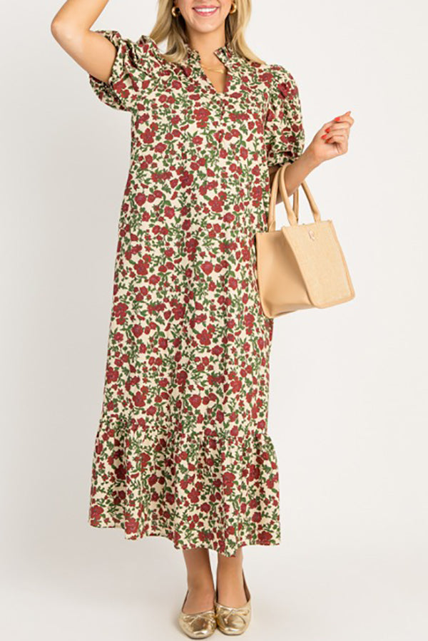 Floral Ruffles Maxi Dress
