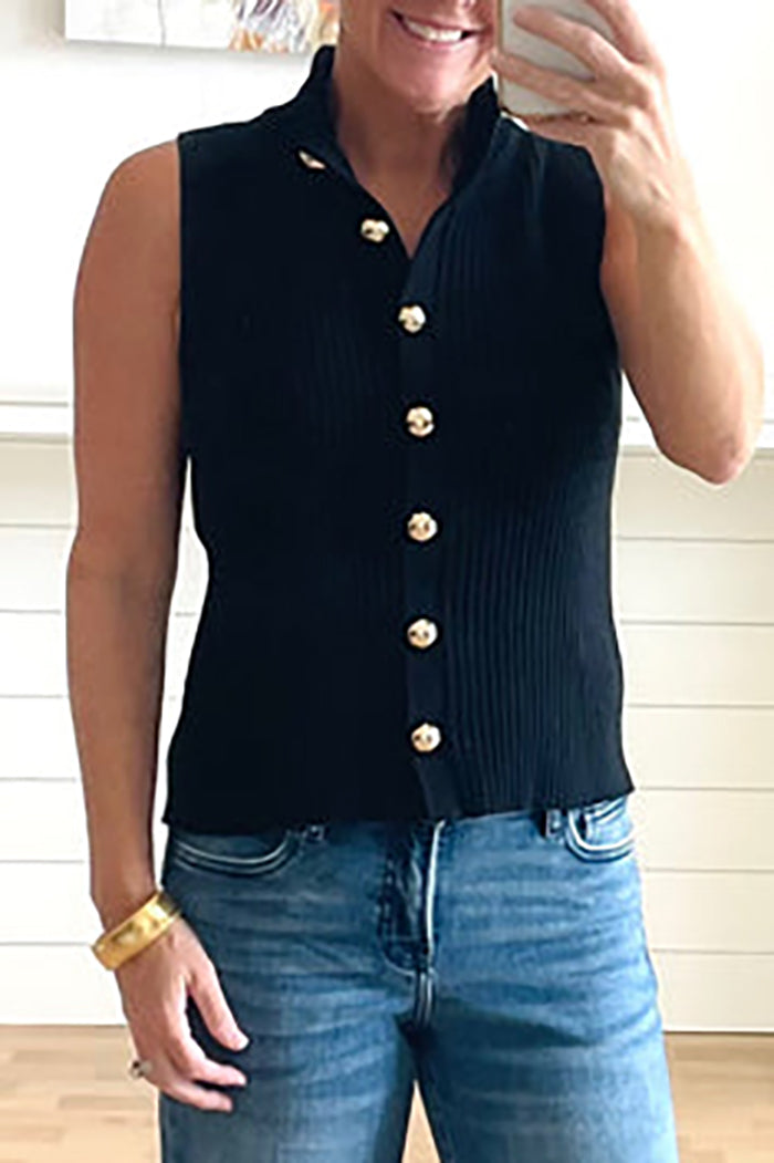 Casual Button Sleeveless Sweater