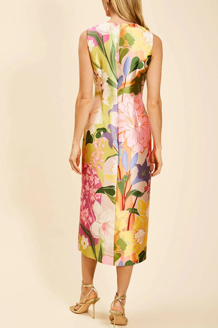 Floral Sleeveless Front Slit Midi Dress