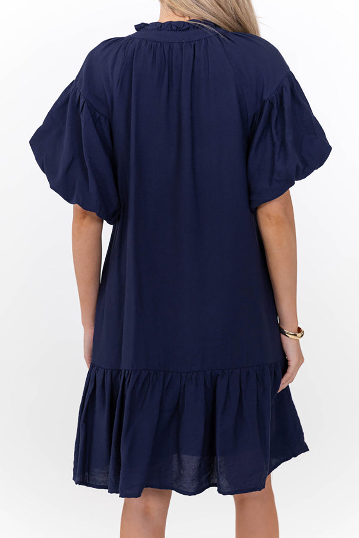 Floral Puff Sleeve Ruffle Hem Dress
