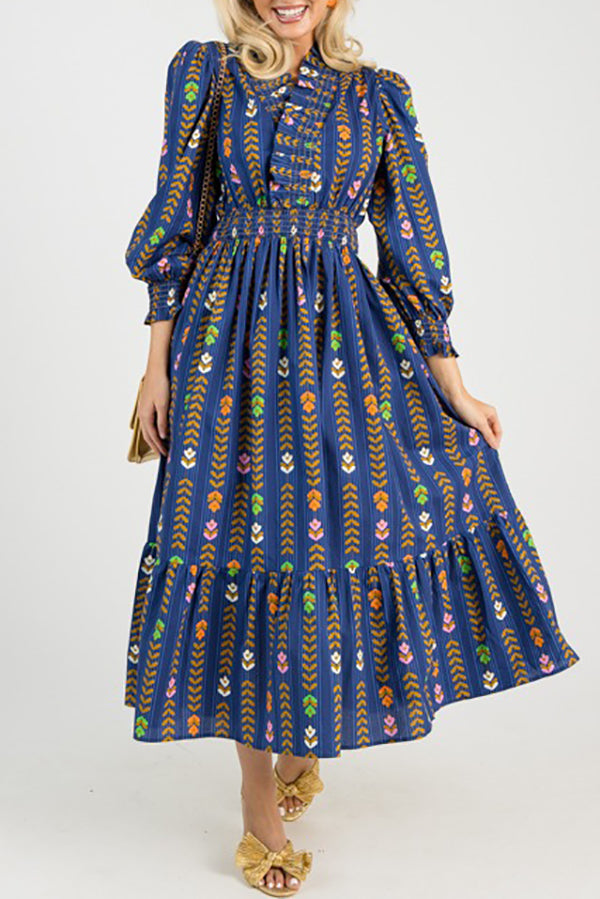 Linear Bloom Maxi Dress