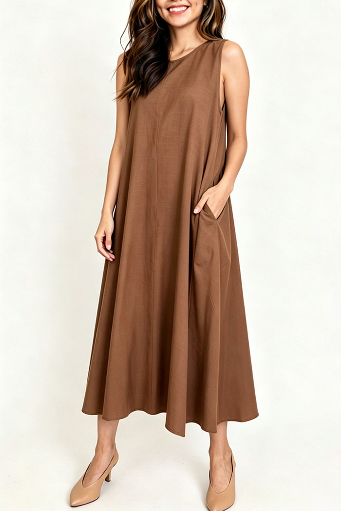 Sleeveless A Line Pocket Dress