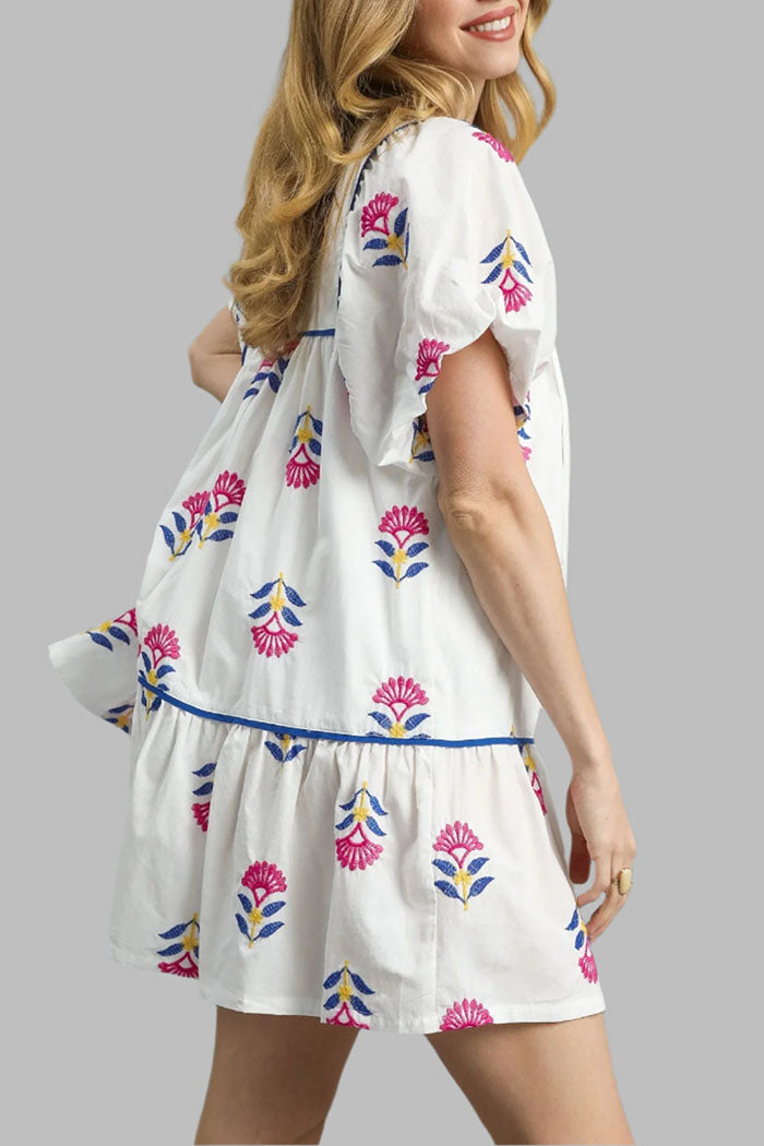 Casual Floral Puff Sleeve Dress