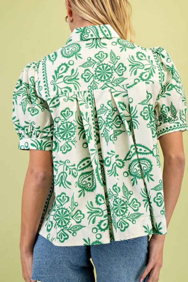 Casual Short Sleeve Leaf Top