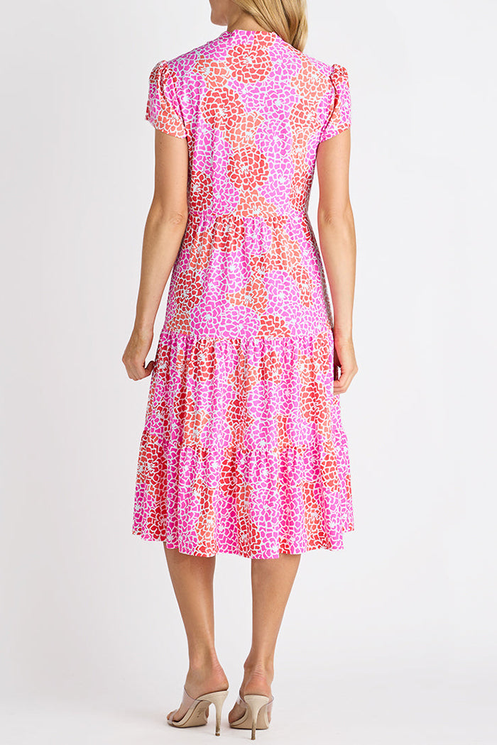 Tiered Puff Sleeve Midi Dress