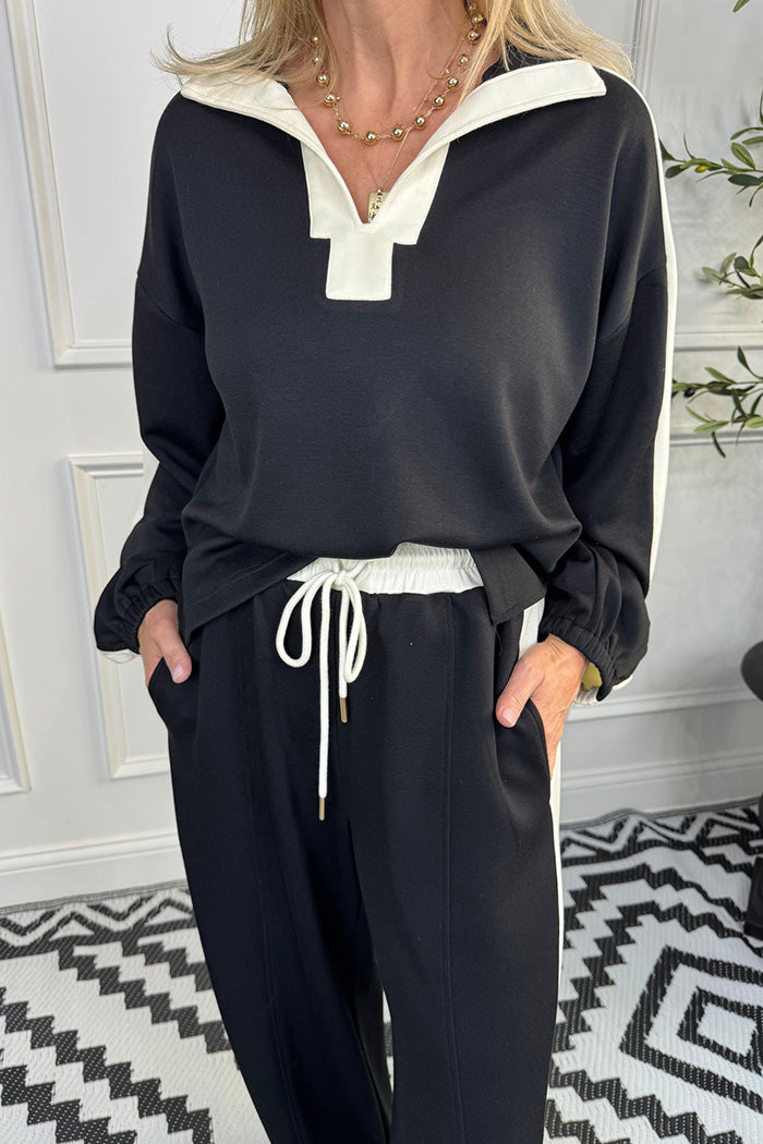 Contrast Collar Pocket Lounge Set