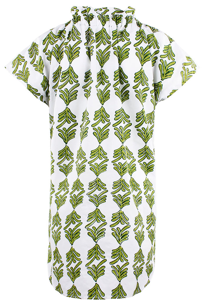 Ruffle Collar Button Pocket Dress