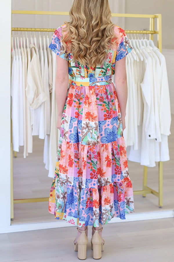 Front button belt Floral dress