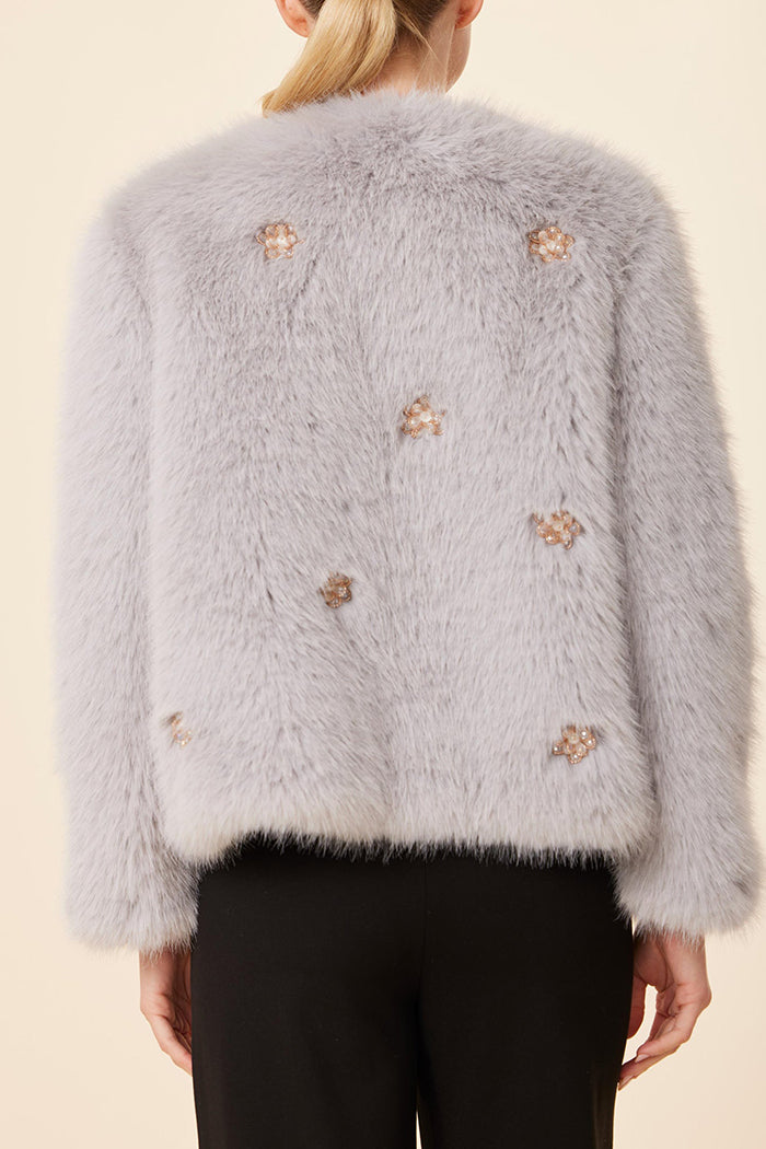 Faux Fur Embellished Crop Jacket