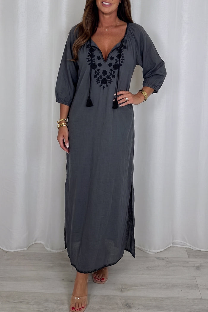 Boho Tassel Slit Maxi Dress