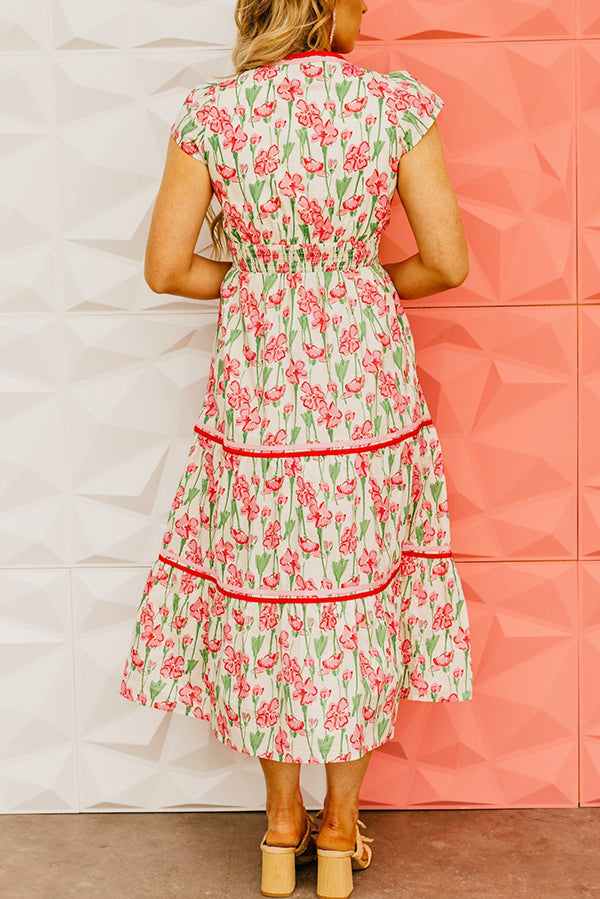 Casual Floral Tiered Dress