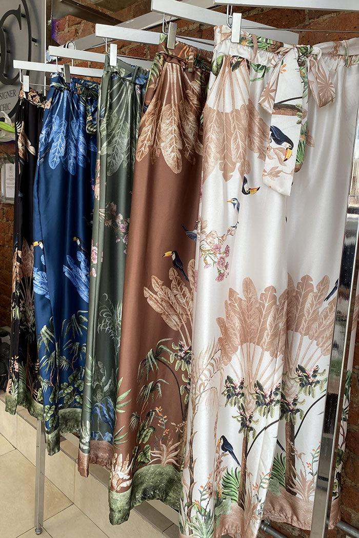 Tropical Print Camisole Waist Trousers Sets