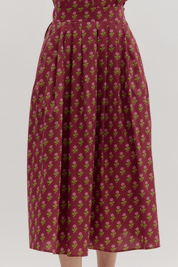 Casual Floral Pocket Skirt