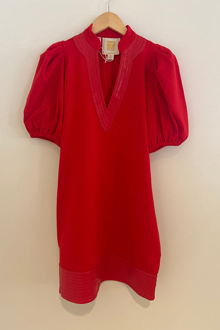 Faux Leather Trim Dress