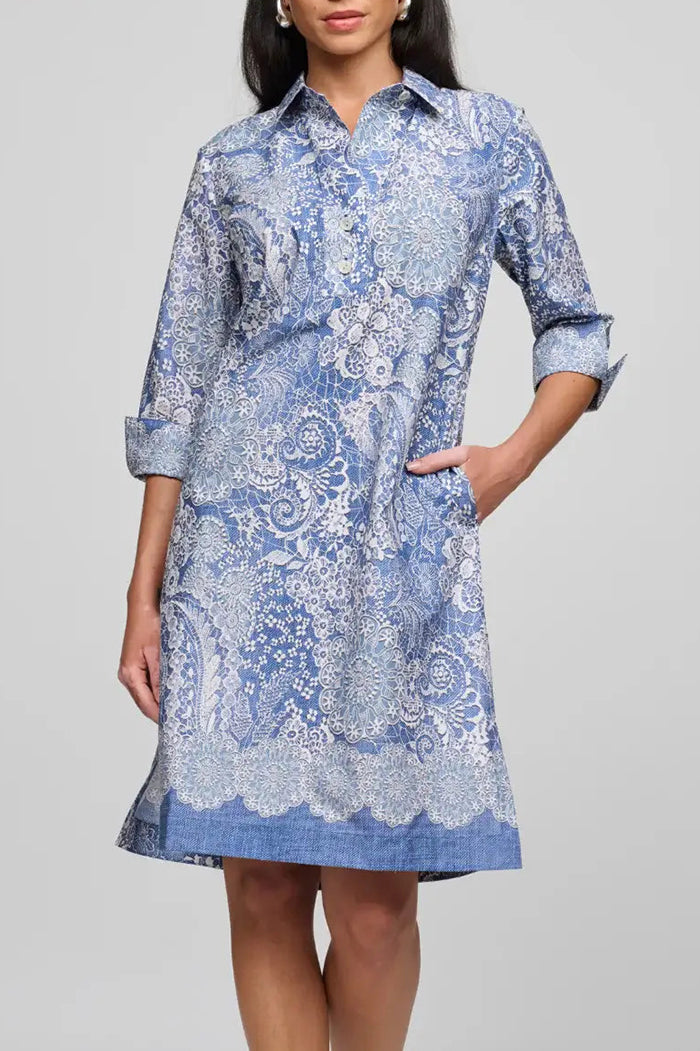 Casual 3/4 Sleeve Pocket Dress