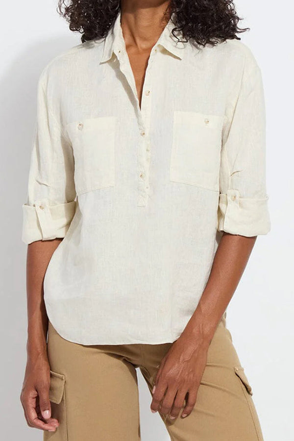 Casual Solid Color Pocket Top