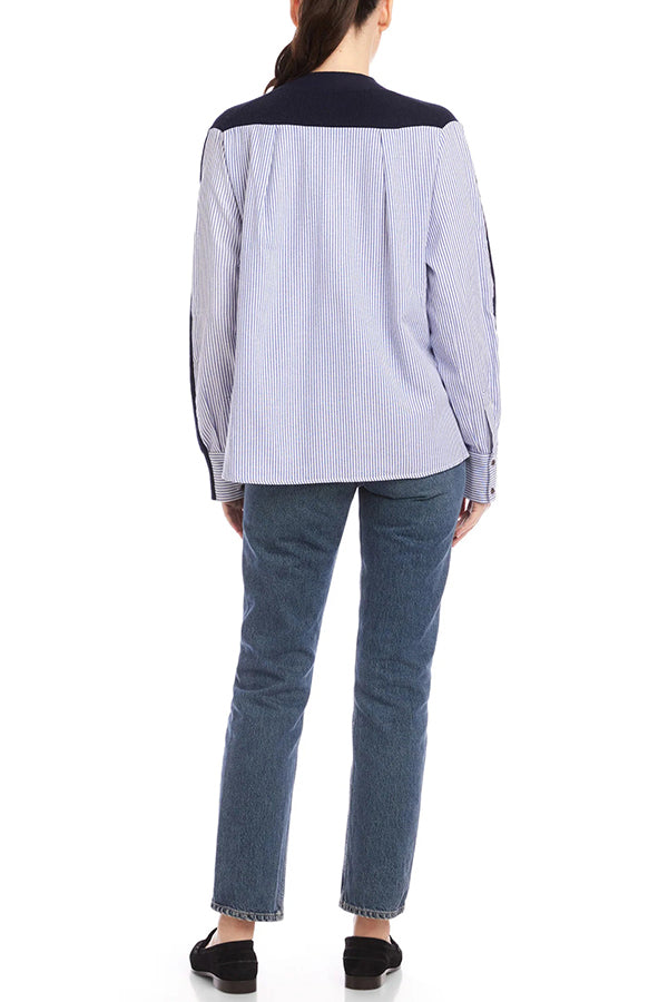 Casual Striped Patchwork Knitted Cardigan