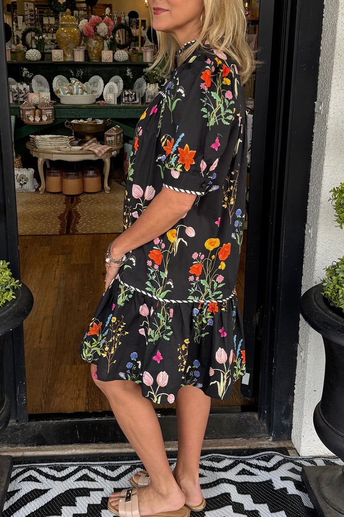 Ruffle Hem Pocket Floral Dress