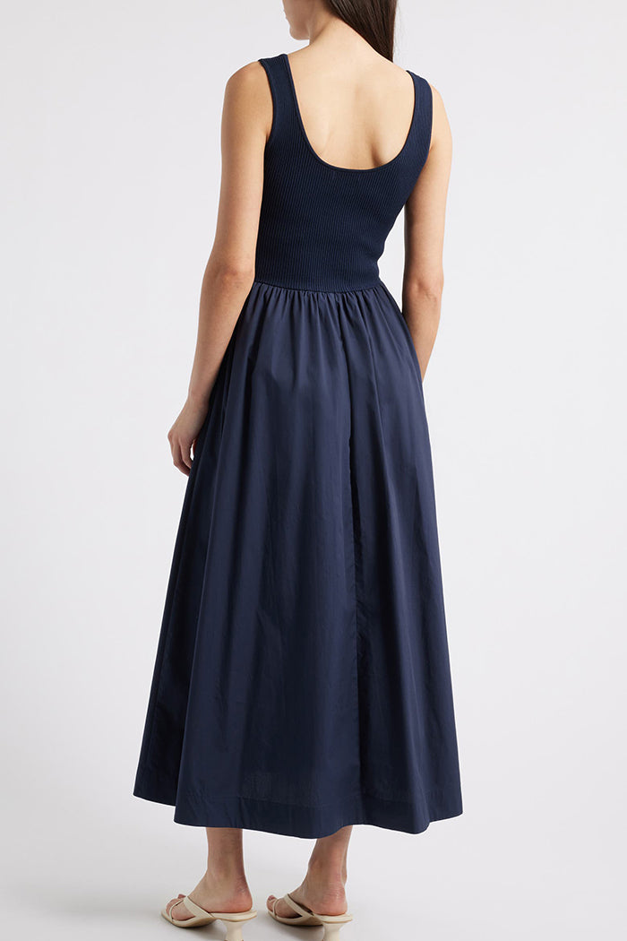 Sleeveless Mixed Media Waisted Maxi Dress