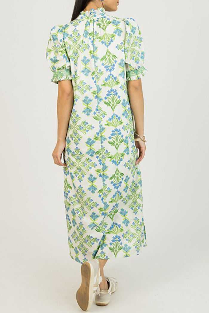 Ruffle Trim Floral Print Pocketed Dress