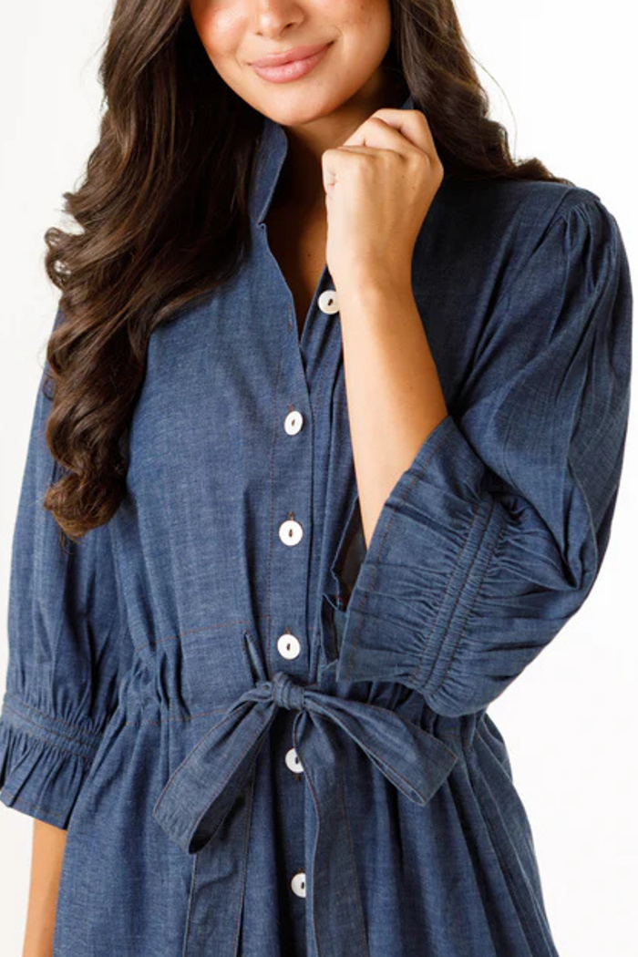 Ruffles Maxi Denim Dress