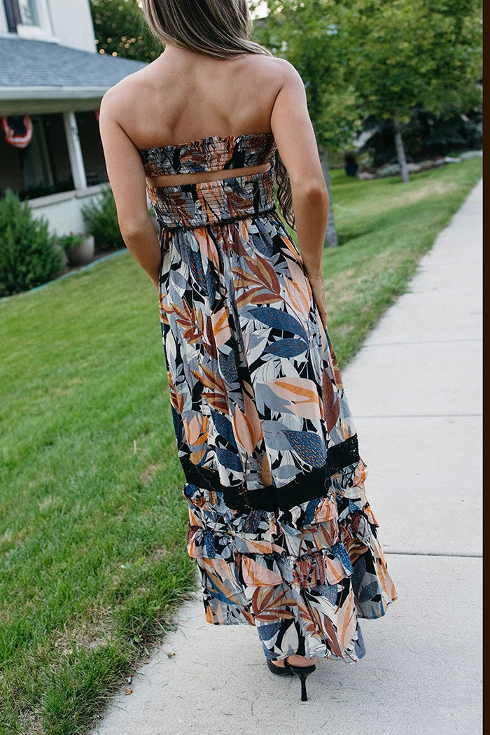 Strapless High-Low Midi Dress